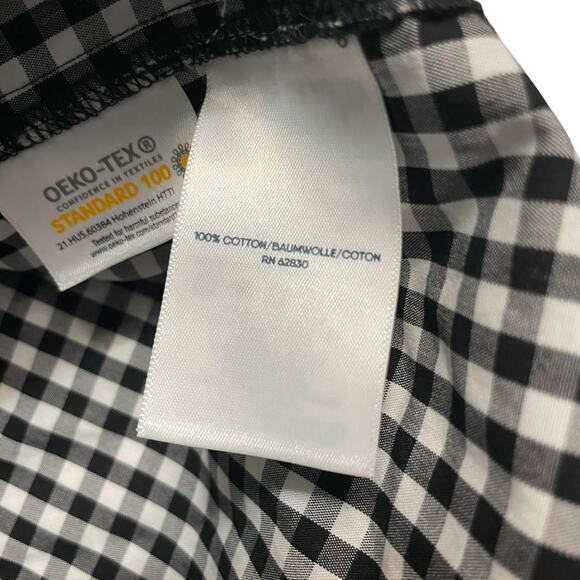 Lands End Womens Size 1X (16W-18W) No Iron Suprima Black White Gingham Plaid - Picture 7 of 10